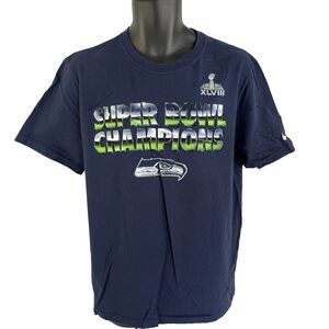 Mens Nike Seattle Seahawks Super Bowl XLVIII Champs T-Shirt Sz L